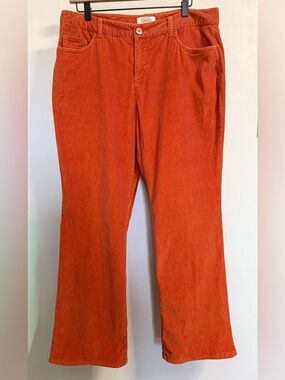 Talbots Petite Rust Corduroy Straight Leg Pants 12P Stretch Cotton